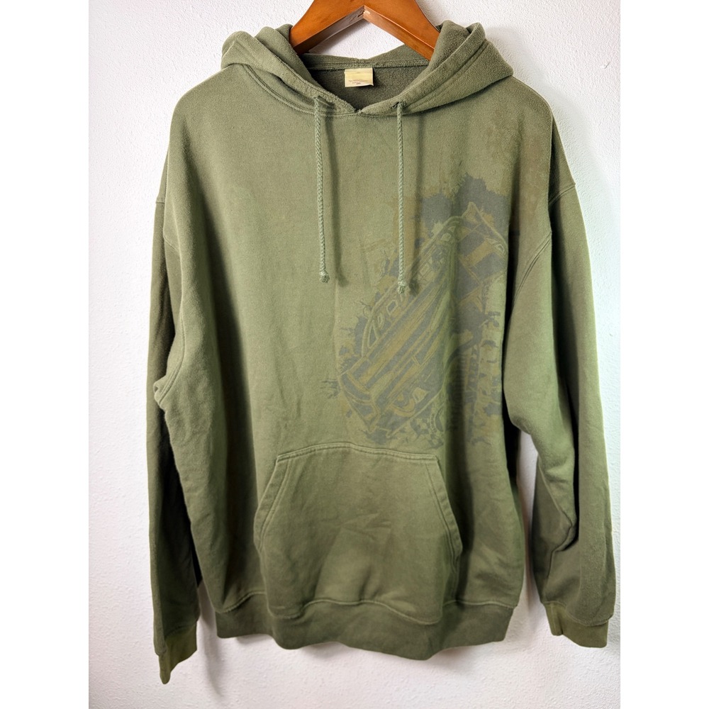 Anvil Mens Hoodie Milatary Green 2XL Eldora Speedway Grunge graphic print Y2K